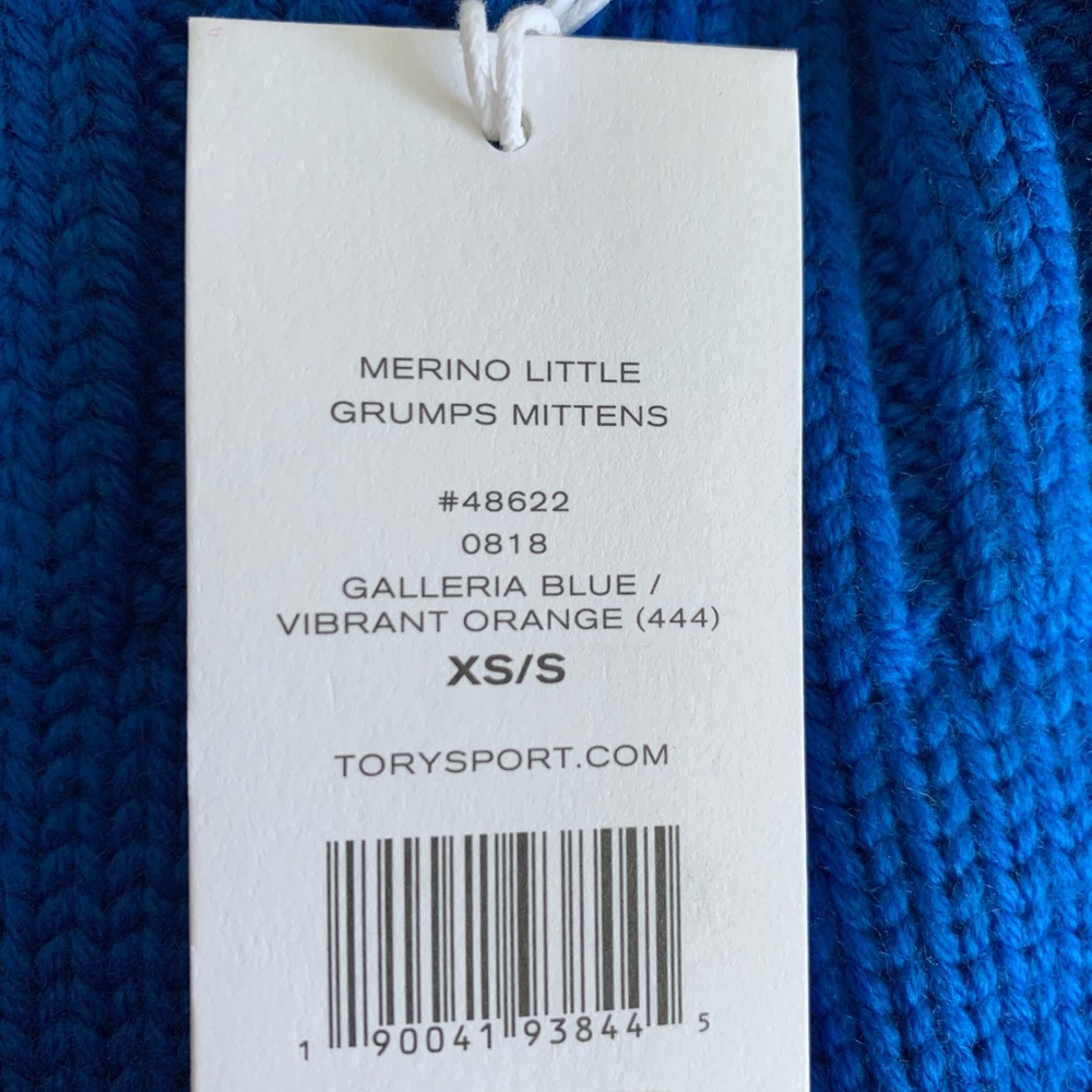 Tory Burch Sport Merino Little Grumps Mittens Blue - Picture 6 of 11